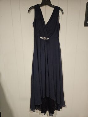Eliza J Womens Size 2 Navy Blue Chiffon High Low Dress Embellished High/Low NWOT